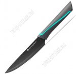 Нож универсальный L12,5см черная с бирюзовой полоса, сталь +пластиковая ручка (12) 