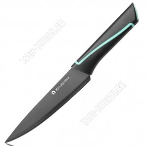 Нож для мяса L19см черная с бирюзовой полоса сталь +пластиковая ручка (12) 