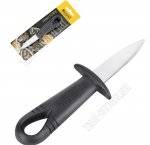 Нож д/устриц 14,5см,нержавеющее лезвие L6см,пластиковая черная ручка,блистер (6)