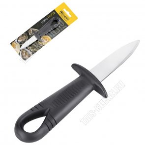Нож д/устриц 14,5см,нержавеющее лезвие L6см,пластиковая черная ручка,блистер (6) 