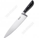 PIMENTO Нож шеф-разделочный 32,5см,лезвие нержавеющая сталь 3Сr13,черная прорезиненная ручка,блистер (12)