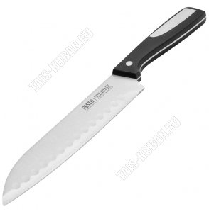 Atlas Нож сантоку L17,5см,лезвие нержавеющая сталь X30Cr13,черная бакелитовая ручка,блистер (12) 