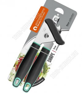 Shape Нож д/консервов+открывалка (нержавеющая сталь+пластик) L20см,черно-бирюзовый (12) 
