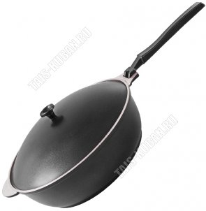 Черный Сковорода-сотейник d26 h7,5см метал.крыш,съемн.ручк,прям борт (4) 