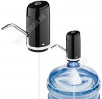 Помпа (аккумулятор 1200mAh)  на бутыль 19л, металлический носик, трубка для забора воды  L50см, USB кабель (в комплекте), цвет черный (60)