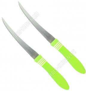 Color Набор ножей 2шт 8см д/овощей,мелкие зубчики,изогнутое лезвие,пластиковая ручка,микс (6) 