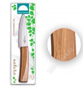 Natura бел/бамбук Нож L10см д/овощей,керамика+дерево (12) 