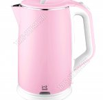 Чайник пластик+нерж. 1,8л 1500Вт диск, 2-ная стенка (внутри-нержавеющая сталь), цвет розовый