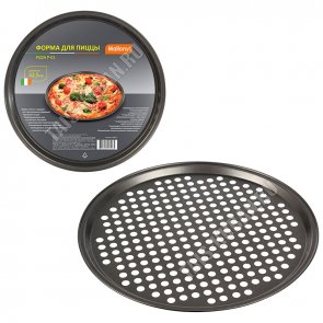 Форма д/пиццы, круглая (d32,5см) серый,перфорация,толщина 0,35мм,антипрингарное покрытие (24) 