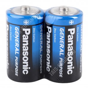 Батарейки PANASONIC R20 - 2штуки, D бол/кргу, спайка (24) 