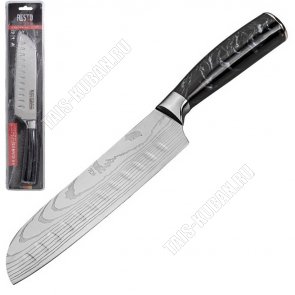 Eridanus Нож сантоку L19см,лезвие гравированное под/дамасскую сталь 5CR15MOV,бакелитовая ручка черный 