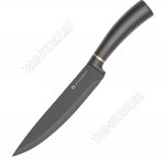 Нож для мяса L18см черная с золотом полоса, прорезиненная ручка (12) 