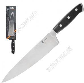 Нож Meister (цельнометаллический) поварской L20см,лезвие нержавеющая сталь толщиной 2мм,пластиковая ручка,черный,блистер (12) 