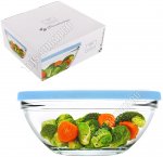 Салатник CHEF'S п/у 1,6л d23см, с пласт.голубой крышкой (4)