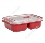 Контейнер прям 2-х секц. 0,6л+0,6л, красн, с крышк.с клапн(15х22 h6см) (24)