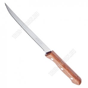 DYNAMIC Нож 15см  д/стейка крупн.зубч,руч.светл.дерево, (12) 