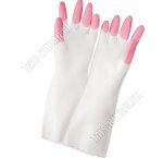 Перчатки хозяйственные пвх без латекса, усиленные на пальцах, бело-розовые, размер S, 1 пара, упаковка пакет (10)