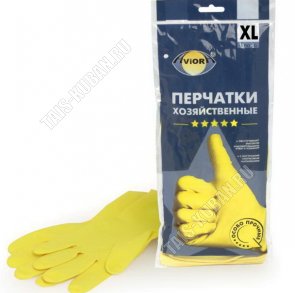 Перчатки хоз-ные РЕЗИНОВЫЕ особо прочные,р-р XL,желтые Aviora (120) 