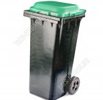 Бак для мусора 120л на колесах (58х48 h97см) с крышкой, черно-зеленый (1)