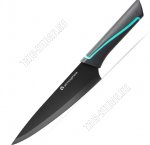 Нож поварской L19см черная с бирюзовой полоса, сталь +пластиковая ручка (12) 