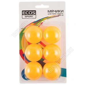 Т.Набор шариков 6шт для настольного тенниса d4см,пластик, блистер (60) 