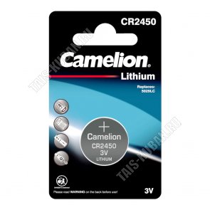 Бат. диск.CAMELION CR2450, BL-1шт.литиев (д/часов,кальк,авт.сигнал) (10) 