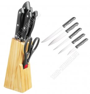 Набор ножей 6 предметов на деревянной подставке (3) 