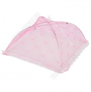 Зонтик для продуктов от насекомых ,квадратная форма (35х35 h18см) сетка полиэстр,розовый (300) 