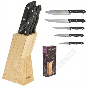 Набор ножей 5 предметов на деревянной подставке (12) 