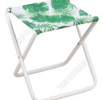 Табурет складной (усиленное сиденье ткань) (37х30 h38см) Тропические листья/Белый
