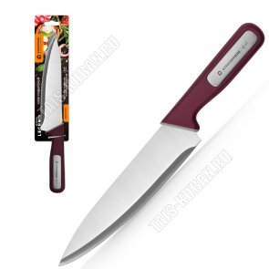 Нож д/поварской (нержавейка+пластик) L20см, бордо (12) 