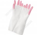 Перчатки хозяйственные пвх без латекса, усиленные на пальцах, бело-розовые, размер М, 1 пара, упаковка пакет (10)