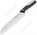 Atlas Нож сантоку L17,5см,лезвие нержавеющая сталь X30Cr13,черная бакелитовая ручка,блистер (12)