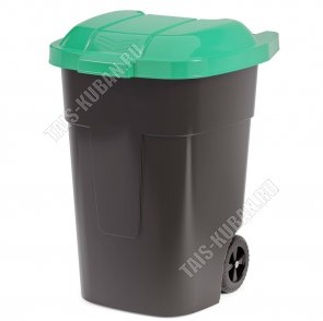 Бак д/мусора на колес 65л сер/зелен (45х40 h60см) с крышк, Альтернатива (1) 