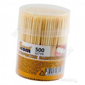 Зубочистки бамбук в банке 6,5см х2мм, 500шт 