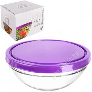 CHEF'S Салатник п/у Н-р 2шт 1,0л d20см с пурпур.крышкой (6) 