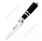 ORIENTE Нож для овощей 20см,лезвие нержавеющая сталь 3Сr13,черная прорезиненная ручка,блистер (12)
