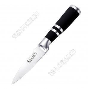 ORIENTE Нож для овощей 20см,лезвие нержавеющая сталь 3Сr13,черная прорезиненная ручка,блистер (12) 