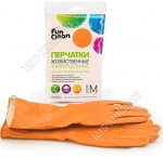 Перчатки хоз-ные латекс+хлоп,плотн.190г/см2, р-р M, оранж Fan Clean .(60)