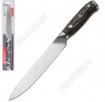 Ogma Нож универсальный L13см,лезвие гравированное под/дамасскую сталь 5CR15MOV,литая ручка с деревянной вставкой,блистер (12)