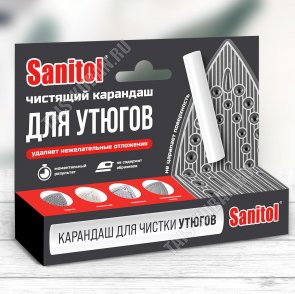 Карандаш для чистки утюгов «Sanitol» для металлических и тефлоновых поверхностей, в картонной упаковке (24) 