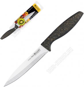 FILO Нож универсальный 12см,лезвие нержавеющая сталь 3Сr13,бакелитовая ручка черный с бело-золотым крапом,блистер (12) 
