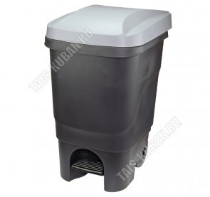 Бак для мусора на колесиках 60л (39х50 h69см) с крышкой,черный/серый (1) 