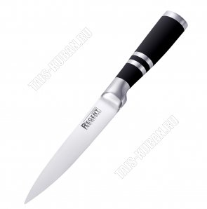ORIENTE Нож универсальный 24см,лезвие нержавеющая сталь 3Сr13,черная прорезиненная ручка,блистер (12) 