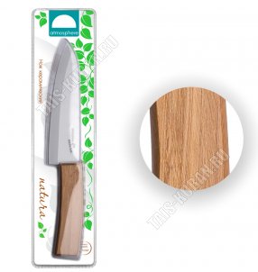 Нож разделочный L15см,керамическое лезвие толщина 1,7мм,бамбуковая ручка, блистер (12) 
