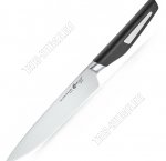 STORM Нож многофункциональный 14см,нержавеющее лезвие (2Cr13),зубчики,черная ручка с покрытием soft touch  (10)