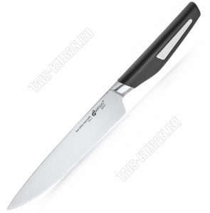 STORM Нож многофункциональный 14см,нержавеющее лезвие (2Cr13),зубчики,черная ручка с покрытием soft touch  (10) 