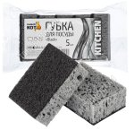 Губка для посуды 5шт.(98х67х35мм) крупно-пористый поролон+фибра (40) 
