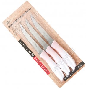 Color Набор ножей 3шт 8см для овощей,крупные зубчики,пластиковая ручка,блистер,микс (6) 