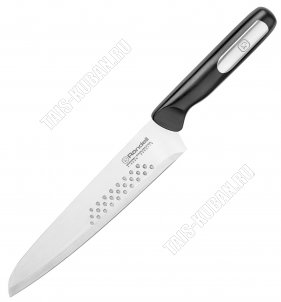 Bayoneta Нож поварской 20см,лезвие нержавеющая сталь X 30Cr14 с выемками,черная пластиковая ручка с металлической вставкой,блистер (12) 